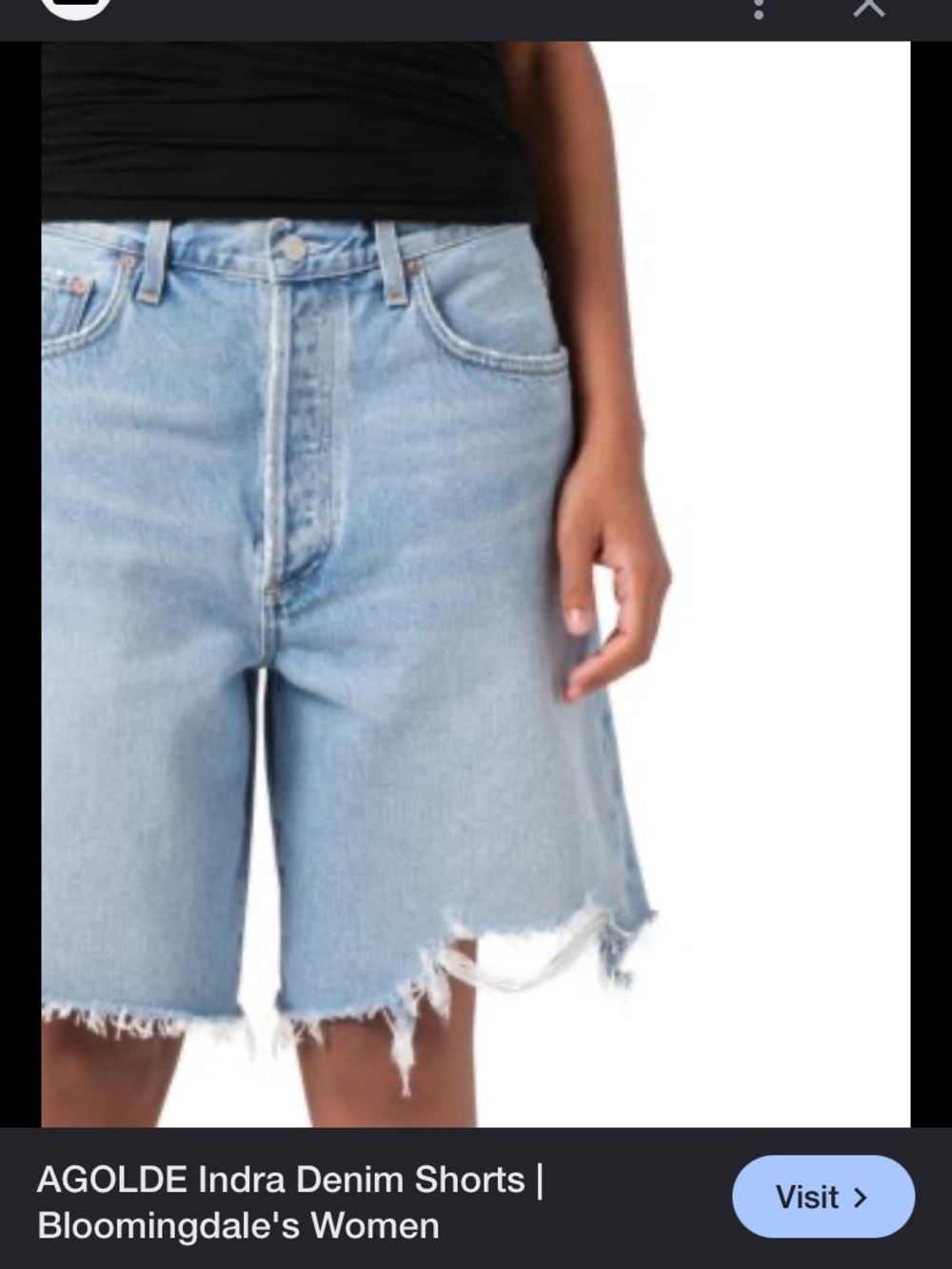 Agolde Light Blue Distressed High-Rise Denim Shorts
